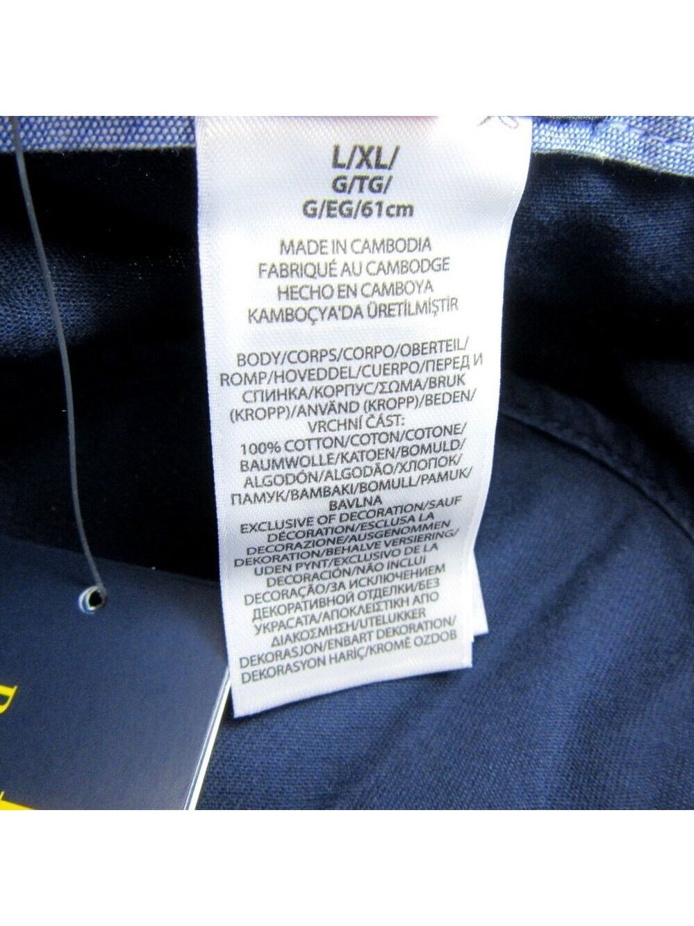 Polo Ralph Lauren Embroidered Bear Bucket Hat Adult Size L/XL Navy Blue NEW - Picture 11 of 13